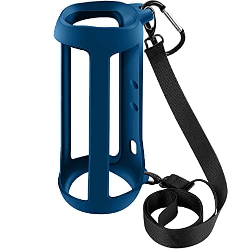 Silicone Case for JBL FLIP 5 Waterproof Portable Bluetooth Speaker, Gel Soft Skin Rubber Cover, Travel Carrying Storage Bag Pouch with Shoulder Strap and Carabiner (Blue) - Image 1