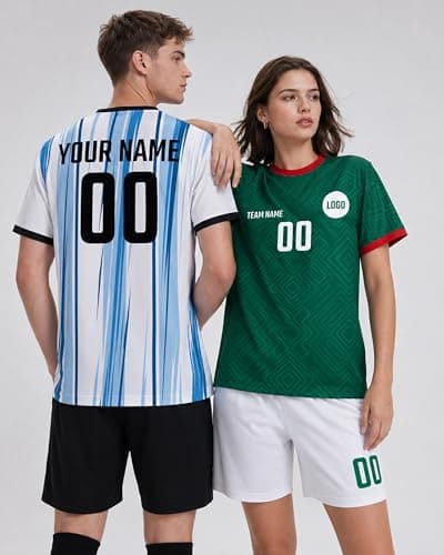 Custom Soccer Jersey with Name Number for Kids Adults, Personalized Football Shirt Pajamas Loungewear Set, Breathable Fan Uniform for 2026 Gameday Tournament, Camisa de Futbol para Hombres Kids. (UY) - Thumbnail 2