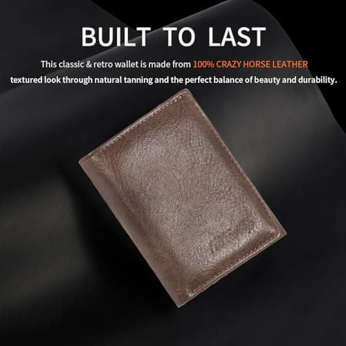 HiChiclife Men's Trifold Wallet, Classic RFID Blocking Leather Design - Durable Front Pocket Wallet with ID Window & Multiple Card Slots, Gift Box Included - Thumbnail 6
