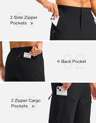 Pudolla Men's Hiking Shorts 11" Lightweight Cargo Work Shorts for Men Summer Travel Golf Casual Outdoor with 5 Pockets(Black 3X-Large) - Thumbnail 5