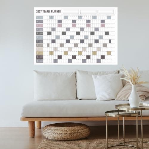 Yearly Wall Calendar with Holidays, Full Year Calendar One Page, Annual Year Wall Calendar with Stickers, Horizontal, 23"X 33" (Open), Paper Folded - Thumbnail 4