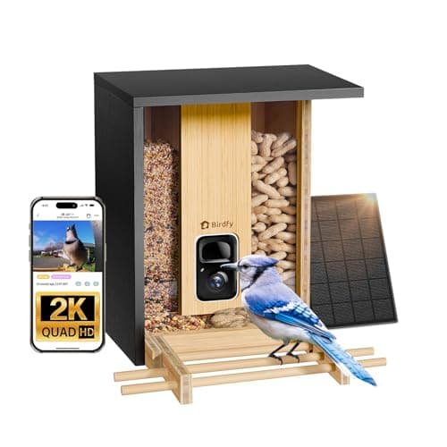 NETVUE by Birdfy Smart Bird Feeder with Camera Solar Powered 2K Live Steam&AI Bird Species Identification&Motion Detection,Birds Watching Wood Feeder for Chistmas Gift for mom,Children and Myself - Image 1