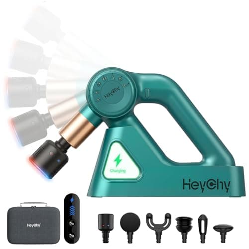 HEYCHY Percussion Massage Gun Deep Tissue with Adjustable Amplitude for Muscle Relief, Professional Handheld Massager for Neck, Back, Shoulder, Leg, Ideal for Men, Athletes, Green