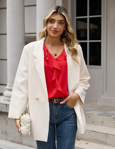 Aprolive Sleeveless Tops for Women White Crewneck Cotton Going Tank Top Out Elegant Loose Fit Plus Size Blouses(Red,XX-Large) - Thumbnail 6
