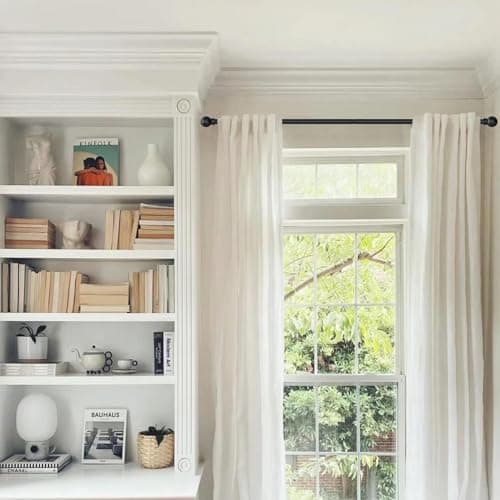 GXOACKJ Curtain Rods for windows 32-48 inch, 5/8 inch Decorative Curtain Rod Set, Matte Black Splicing Heavy Duty Metal Curtain Rod with Brackets - Thumbnail 4