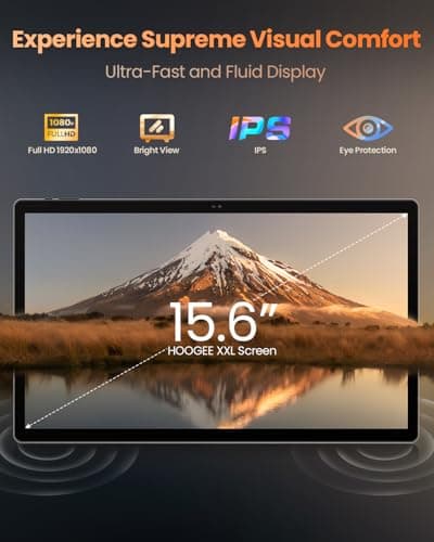 HOOGEE 15.6 Inch Pro Tablet Android 14 Large Tablets 2025 Helio G99 Octa-Core 16GB+256GB, 1TB Expandable, 1080P 12000mAh 30W Fast Charge (Inches, 15.6, Black, 256, GB) - Thumbnail 5