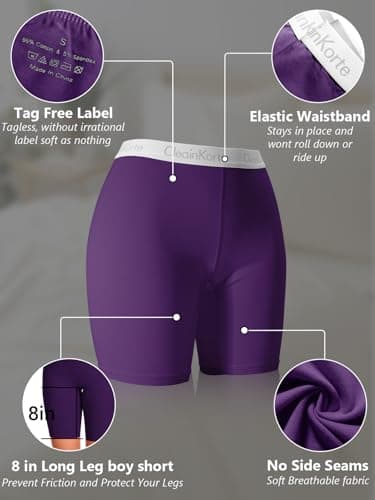 CleainKorte Womens Boy Shorts Underwear Cotton Anti Chafing Boxers Briefs High Waisted Boyshorts Panties Strech 3 Pack Multicolor M - Thumbnail 3
