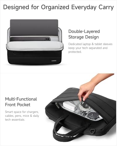 LUGGEX Laptop Bag 15-16 Inch, 360° Protective Laptop Sleeve with Shoulder Strap, Compatible with Macbook Air/Pro 15/16 Inch (LTX-Core, Black) - Thumbnail 3