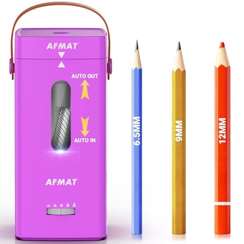 AFMAT Electric Pencil Sharpener, Fully Automatic Pencil Sharpener, Auto in & Out, Rechargeable Hands-Free Sharpeners for Jumbo & Colored Pencils (6.5-12mm), Portable for Home/Classroom/Office PSC6