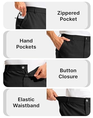 Pudolla Men's Golf Dress Shorts 7"/9" Stretch Casual Work Hybrid Shorts for Men with 3 Pockets Quick Dry Breathable(Black 40W x 7L) - Thumbnail 5
