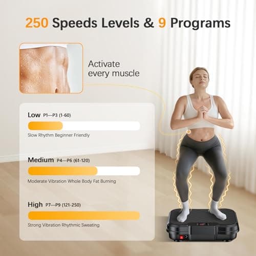 NXSCI Vibration Plate Exercise Machine,Vibrating Platform for Lymphatic Drainage with 250 Speeds,500 lbs Weight Capacity,Vibrated Plates for Weight Loss,Full Body Workout Equipment for Fitness at Home - Thumbnail 5