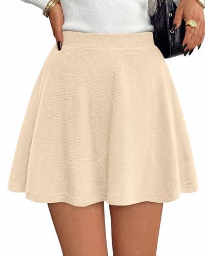 BTFBM Mini Skirts for Women Trendy Flared Basic Versatile Skorts Skater Tennis Fall Skirt with Shorts Underneath 2026(Apricot, Medium) - Thumbnail 2