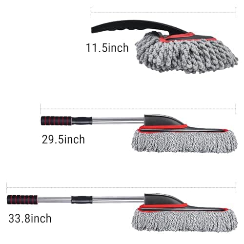 YeewayVeh Car Duster Kit, 2PCS Microfiber Exterior and Interior Scratch Free Car Duster Brush for Vehicles and Home Cleaning, Gray and Red - Thumbnail 5