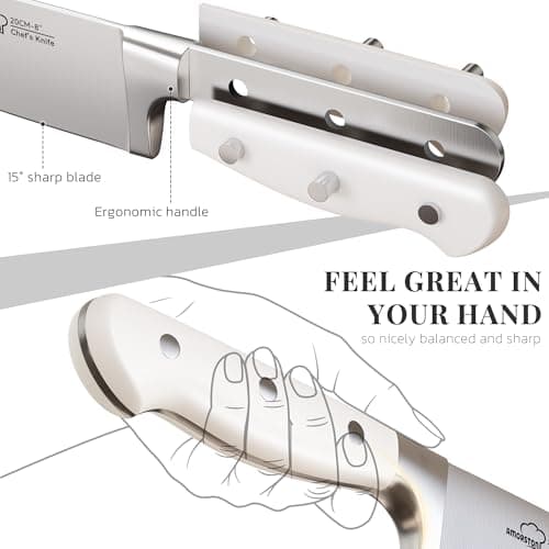 Knife Set, Kitchen Knives Set with Block and Sharpener 14 Pcs Full Tang Knives German Stainless Steel Dishwasher Safe Kitchen Utensils Set with Ergonomic Handle - Thumbnail 3