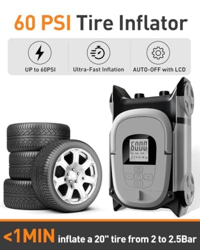GICLE Paddle Board Pump Electric 12V DC, SUP Air Pump with Dual Stage Fast Inflation & Auto-Off, Electric Air Pump for Inflatable Paddle Board, Boat, Kayak, Air Mattress,Tents (DC12V 22PSI) - Thumbnail 2