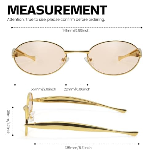 SODQW Retro Oval Sunglasses for Women Vintage Round Sun Glasses with Gold Metal Temples UV400 Protection 2025 Shades - Thumbnail 5