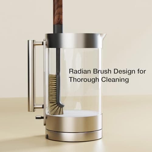 Cleaning Brush, Diveotree Hard Bristle Brush for Deep Cleaning Grout, Sink, Cup, Teapot, Bottle, Blender, Multi-Purpose Brush wih Long Handle for Kitchen (Brown) - Thumbnail 3