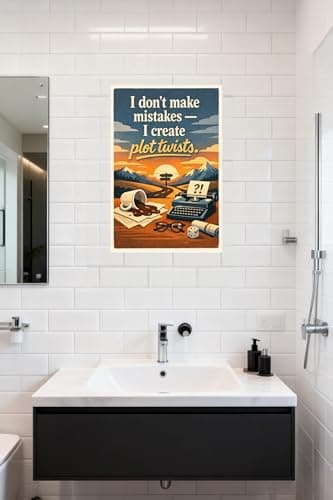 I Dont Make Mistakes I Create Plot Twists Metal Tin Sign Vintage Inspirational Quote Wall Decor Retro Writing Humor Art 8x12 Inch Hanging Plaque Office Study Room Creative Poster - Thumbnail 2