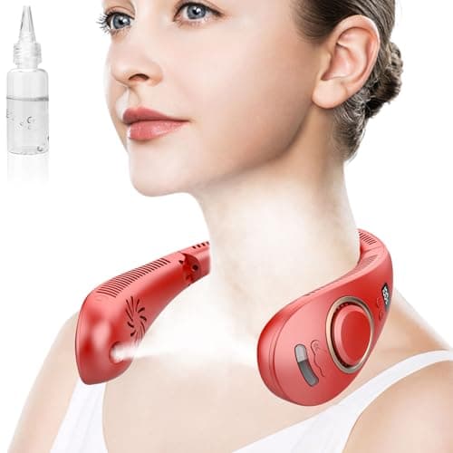 Portable Neck Fan with Mister,Hands Free Folded Neck Fan with LED Display&4 Fan Speeds, Misting Cooling Personal Fans for Your Neck,Foldaway Face Fan with Mist Birthday Gifts for Women Men Adult - Image 1