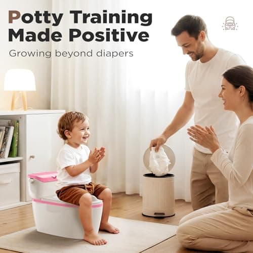 3-in-1 Toddler Potty Training Toilet with Flushing Sound, Wipes Storage & Toilet Paper Holder, Realistic Potty Chair with Detachable Seat and Easy-Clean Design for Boys & Girls Ages 18+ Months (Pink) - Thumbnail 4