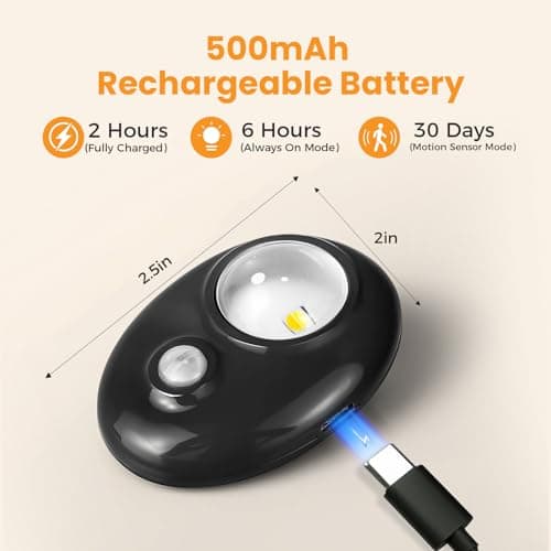 Motion Sensor Puck Lights 4 Pack, USB-C Rechargeable Under Cabinet Lights, 3 Color Temperatures Dimmable Magnetic Closet Lighting, Wireless LED Lights for Kitchen, Pantry, Shelf, Drawer, Hallway - Thumbnail 5