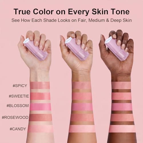 Blush Stick, Cream Blush for Cheeks & Lips, Easy to Blend, Heart-Shaped Soft Shimmer Finish, Natural Dewy Glow, Buildable Color, Long-Lasting, Travel-Friendly, ROSEWOOD, 0.25 oz - Thumbnail 6