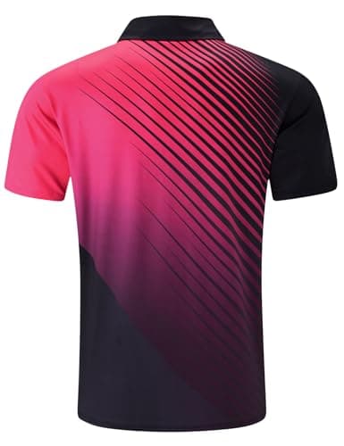 Seadodo Golf Neon Shirts for Men Short Sleeve Dry Fit 4-Way Stretchy Performance Print Polo Shirt for Tennis Hiking Camping Fluorescent Fuchsia XXXL - Thumbnail 4