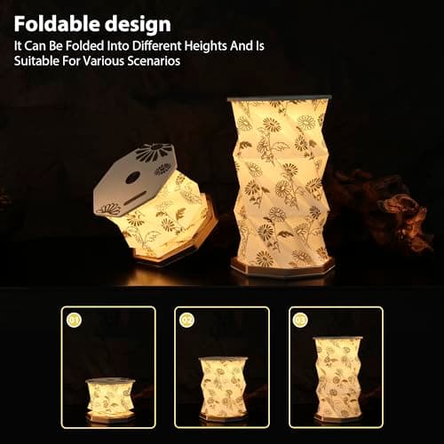 ZBOLE Birthday Flower Folding Rotating Lamp - April Daisy, Rechargeable Folding Paper Light, Elegant Gift Box – Ideal Anniversary, Birthday Gift for Women, Mom, Sister, Grandma-White - Thumbnail 2