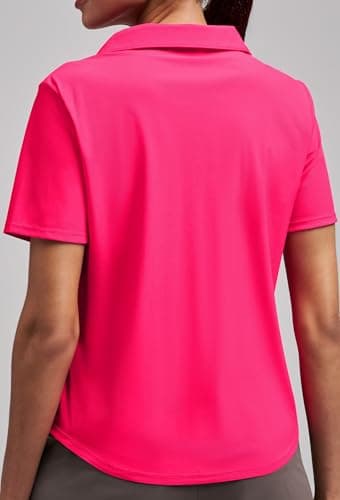 Alaroo Women's Golf Polo Shirts Short Sleeve Collared V Neck Tennis Golf Shirt Casual UPF 50+ Athletic Workout Tops Rose Red XXL - Thumbnail 2