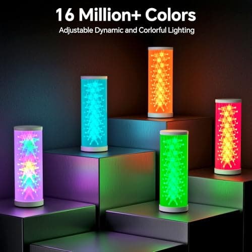 WORLD WIN Prism Glow RGB Table Lamp - Smart Color Changing Night Light for Bedroom, Living Room & Gaming Setup, 16 Million DIY Colors, App Control Lamp for Home Desk Decor (Christmas Tree, White) - Thumbnail 6