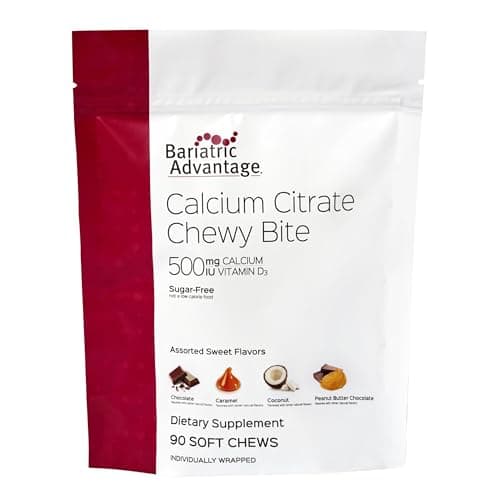 Bariatric Advantage Calcium Citrate Chewy Bites 500 mg - Highly Absorbable & Digestible - Vitamin D3 - Easily Chewable Calcium Supplement - Assorted Sweet Flavor - 90 Count - Image 1