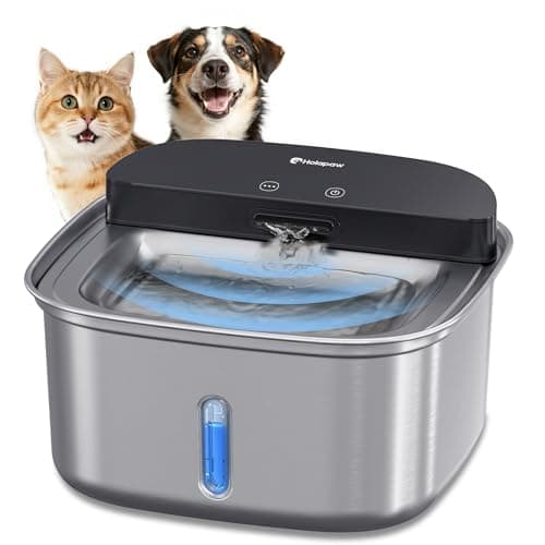 HOLAPAW Wireless Cat Water Fountain Stainless Steel, 128oz/3.78L Cordless Automatic Water Dispenser for Cats and Dogs, Battery Operated Drinking Fountain for Pets with Motion Sensor, Ultra Quiet Pump