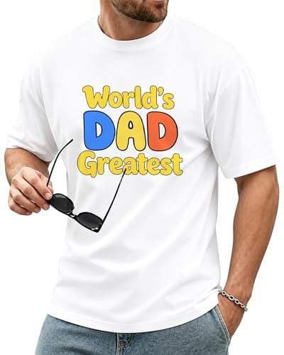 Men's Cotton Graphic T-Shirt,Relaxed Fit Business Casual Tee,Durable Daily Wear Tops,Father's Day Birthday Gift for Dad - Image 1