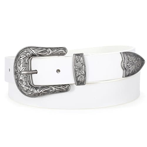 SUOSDEY Women Leather Belts for Jeans dresses Women Western Leather Belt with Vintage Metal Buckle - Image 1