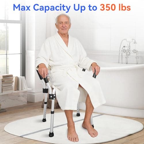 Shower Chair for Inside Shower with Arms and Back, 350 lbs Heavy Duty Shower Seat for Bathtub, 6-Height Adjustable Safety Bath Seat for Seniors, Adults, Handicap and Disabled - Thumbnail 2