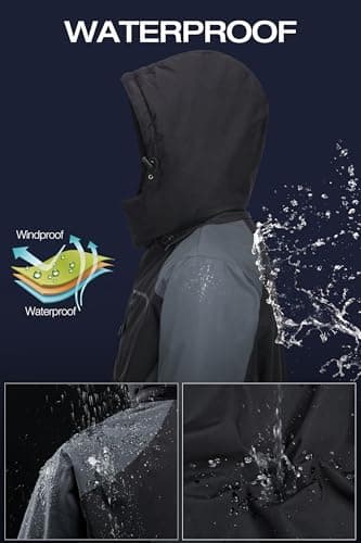 CAMELSPORTS Mens Winter Jacket Waterproof Warm Snow Ski Jackets Faux Fur Fleece Rain Coats with Removable Hood - Thumbnail 5