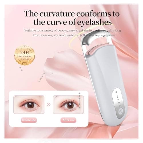 Hsenowi Heated Eyelash Curler for Natural Lashes 2-Level Adjustable Temperature Mini Electric Lash Curler Fast 3-Second Heat Up 24 Hours Long-Lasting Curl - Thumbnail 3