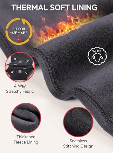 TRENDOUX Mens Long Johns Underwear, Warm Thick Thermals Top And Bottom Set With Polar Fleece Lined, Thermal Stretchy Soft Winter Base Layers, Cold Weather Inner Sports Underwear Black XL - Thumbnail 3