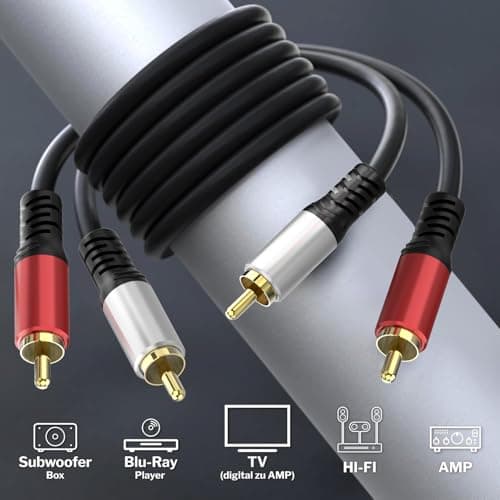 ITIFANLY 2RCA Male to Male Audio Cable, 2RCA Cable with 24K Gold Plated Connectors for TV, Amplifier, Home Theater, Gaming Console 6ft (1.8M) - Thumbnail 6