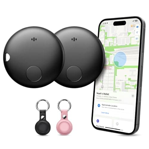 Smart Tracker, Item Finder Compatible with Apple Find My, Replaceable Battery, Water-Resistant, with Different Holder Cases, Loud Alarm, for Keys Luggage Backpack (iOS Only) 2 Packs - Image 1