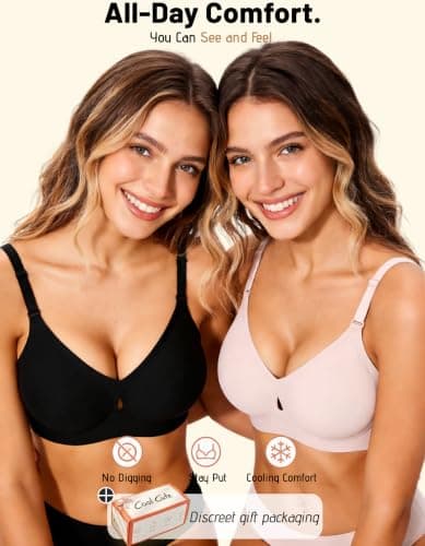 Jelly Wireless Bras for Women Sexy Comfortable Bra Bralettes V Neck No Underwire Bras Push Up Everyday Seamless Bra Prime - Thumbnail 5