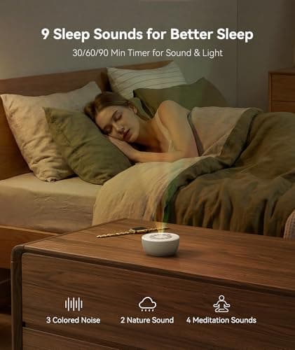 Dreamegg Portable White Noise Sound Machine, 4-7-8 Guided Visual Meditation Breathing Light, 9 Soothing Sounds, Rechargeable Sound Machine for Sleep, Anxiety Relief, Travel, Gifts, Adults - Thumbnail 6