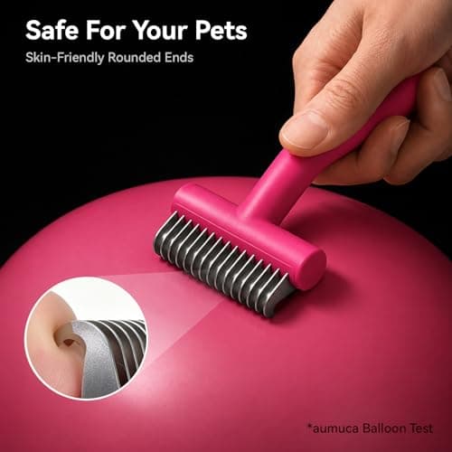 aumuca Undercoat Rake for Dogs & Cats – Deshedder & Grooming Brush – Dog Brush & Cat Brush for Long or Short Hair – Dematting Comb for Matted Fur, Kitten, Puppy, Rabbit, Horse - Thumbnail 6
