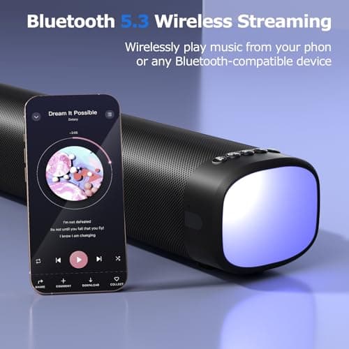 FHNFHN Sound Bar for Smart TV, 100W Sound Bar with 3 Dynamic RGB Lights,Bluetooth 5.3, ARC/Opt/AUX Connect, Dynamic Volume 3 Equalizer Modes,2 in 1 Detachable Soundbar for TV/PC/Gaming/Projectors - Thumbnail 4