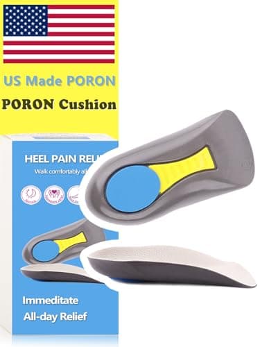Plantar Fasciitis Inoles Heel Cup Arch Support Insert【PORON Cushion - Made in USA】 Heel Pain, Heel Spurs, Flat Feet, Tendonitis, Shock Absorption (Gray, Women 12-14 / Men 10-14.5) - Image 1