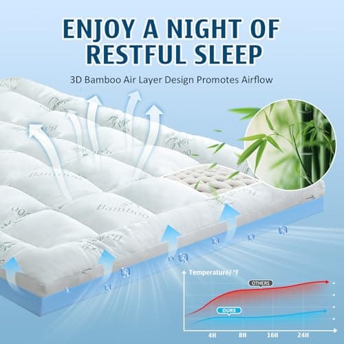 DOWNCOOL Dual Layer 4 Inch Memory Foam Mattress Topper Twin – 2 Inch Gel Memory Foam & 2 Inch Pillow Top Mattress Pad, Soft & Breathable Viscose Made from Bamboo, for Back Pain Relief - Thumbnail 4
