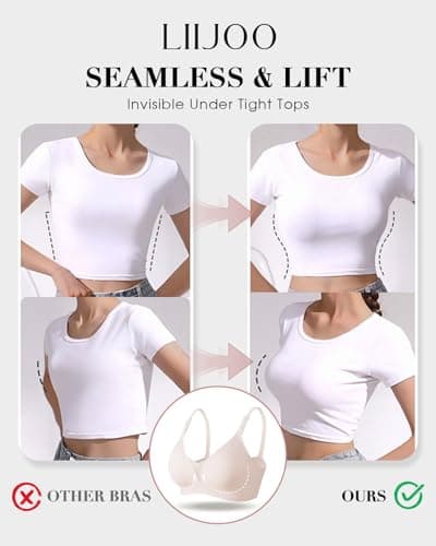 LIIJOO Women’s Push Up Bra Wireless Seamless Bra Plus Size Full Coverage Comfort Bra Back Smoothing Supportive Everyday Underwear（Blush Pink，XL Size） - Thumbnail 4