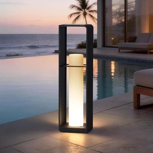 MVBT 28.7" Tall Outdoor Floor Lamp, Large Solar Lantern Waterproof, 3000K Solar Floor Lamp, Outdoor Lanterns for Porch, Patio Lights Solar Powered Free Standing for Yard Deck Garden Pathway Walkway - Image 1