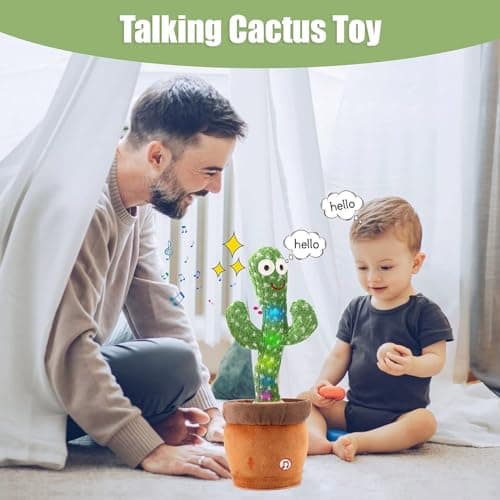 MIAODAM Dancing Cactus, Talking Kids Toys Repeats What You Say, Tummy Time Toy 120 Pcs Songs for Baby Singing Cactus Mimicking Toy Funny Toys - Thumbnail 4