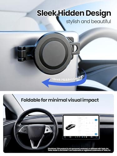 XIREL Full Zinc Alloy for Tesla Phone Mount | MagSafe-Compatible [Strong Magnetic] Foldable 360° Adjustable for Tesla Model 3/Y/Juniper/Cybertruck,Fits All Phones+&iPhone16-12,Tesla Accessories - Thumbnail 2